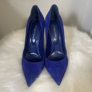 Sergio Rossi 105mm suede pumps purple blue color
